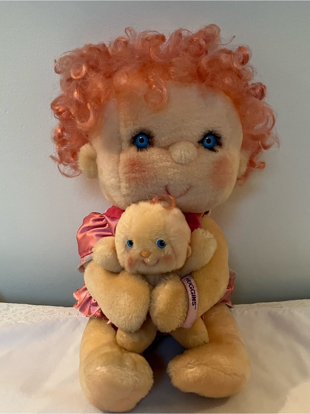 VTG Kenner 1985 Hugga Bunch Pink Huggins Plush Doll with Baby Hugglet Hug-a-bye